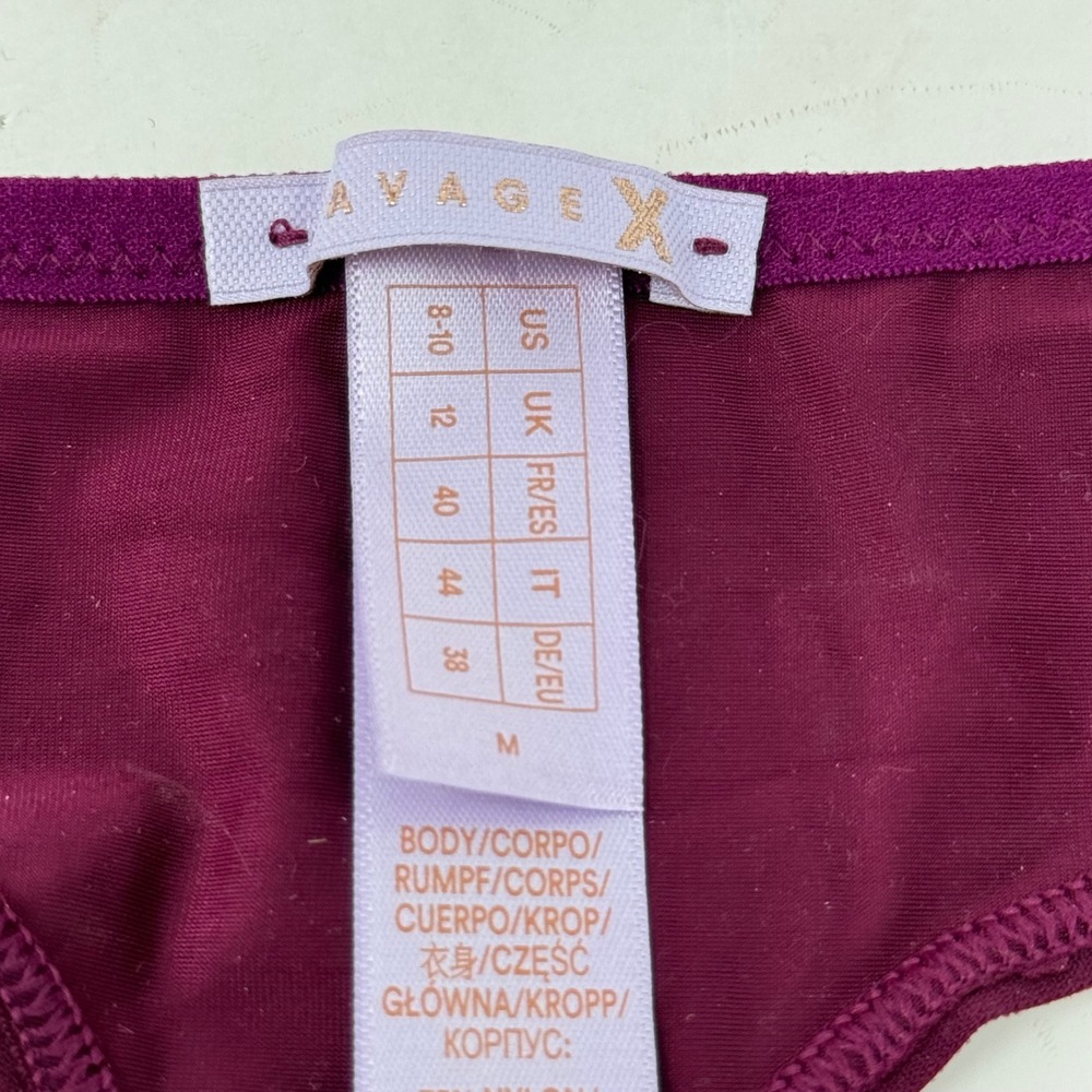 Savage X Fenty Women Medium Purple Metallic Shimmer Thong Panty Rihanna Lingerie - Picture 3 of 7